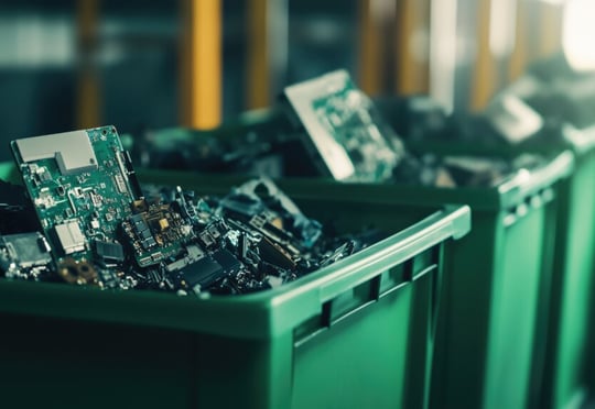 Recycling bins filled with electric waste
